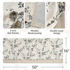 jinchan Linen Kitchen Valance for Windows 16 Inch Floral Double Layer Valance - Image 6