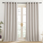 NICETOWN Brich Vintage Open Linen Weave Flax Thermal Curtains, 100% Blackout - Image 2