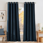 NICETOWN Faux Linen Navy Blue Blackout Curtains 84 inches Long by NICETOWN