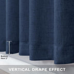Pitalk 102 Inch Curtains Navy Blue Linen Drape - Image 6