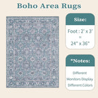 SERISSA Vintage Floral Rugs for Entryway, 2x3 Blue Grey Entryway Rug Non-Slip - Image 6