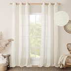LAMIT 38 Inch Width Semi Sheer Linen Curtains 2 Panels, Cream Ivory Light by LAMIT