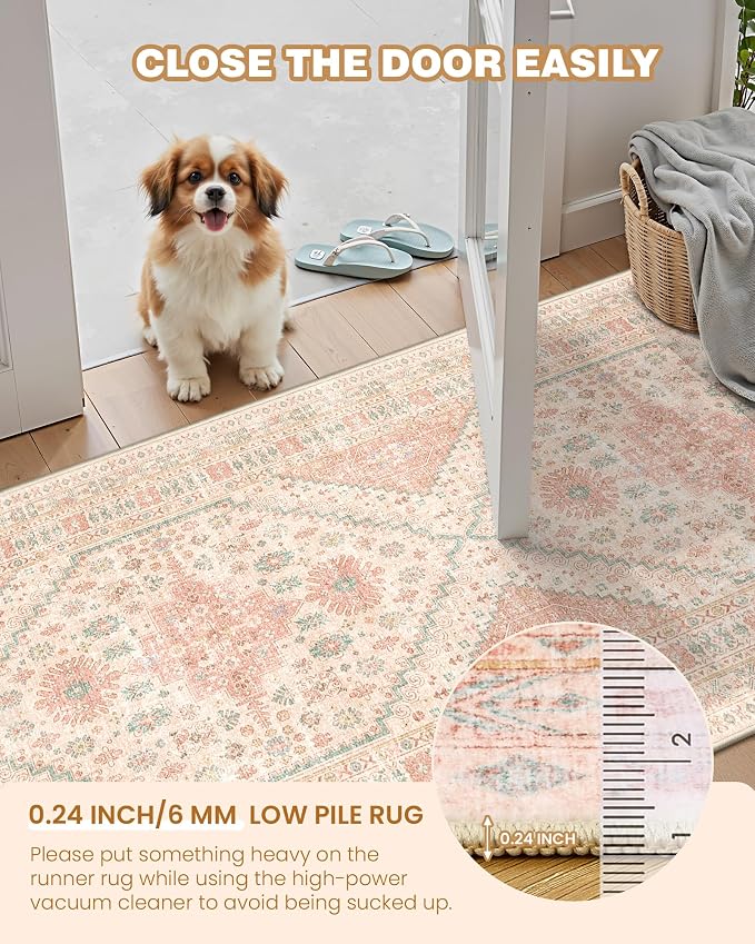 Runner Rug 2x8 Runners for Hallways Non Slip Washable, Vintage Hallway Runner - Image 6