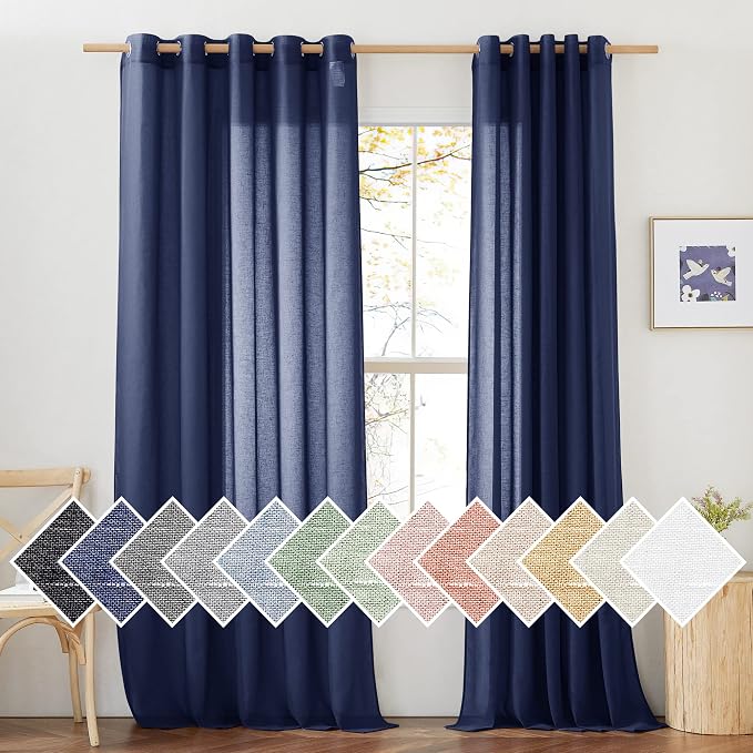 NICETOWN Linen Textured Sheer Curtains 96 inch Long by NICETOWN