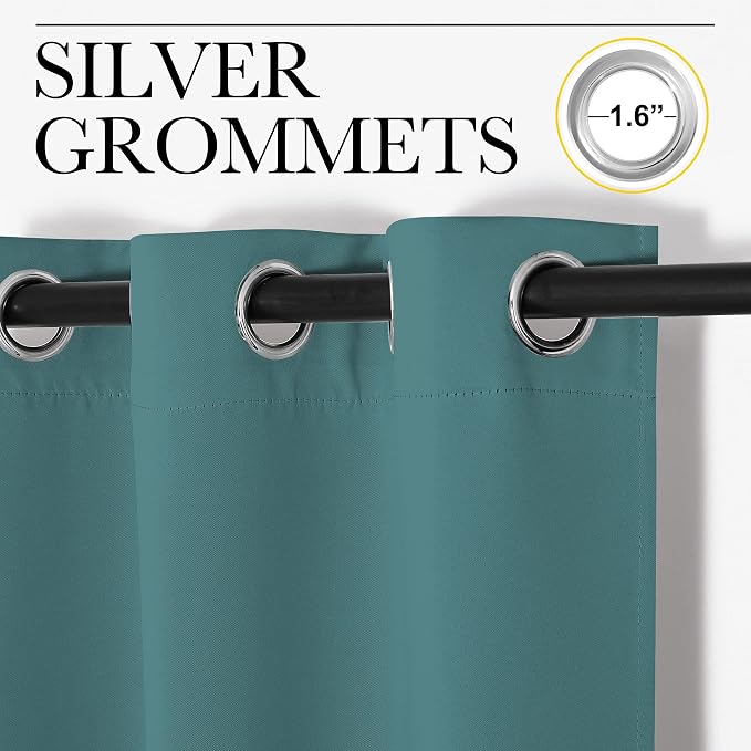 NICETOWN Sea Teal Blackout Curtains 120 inches Length - Image 2