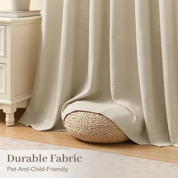 Extra Wide Pinch Pleated Linen Curtains - Image 7