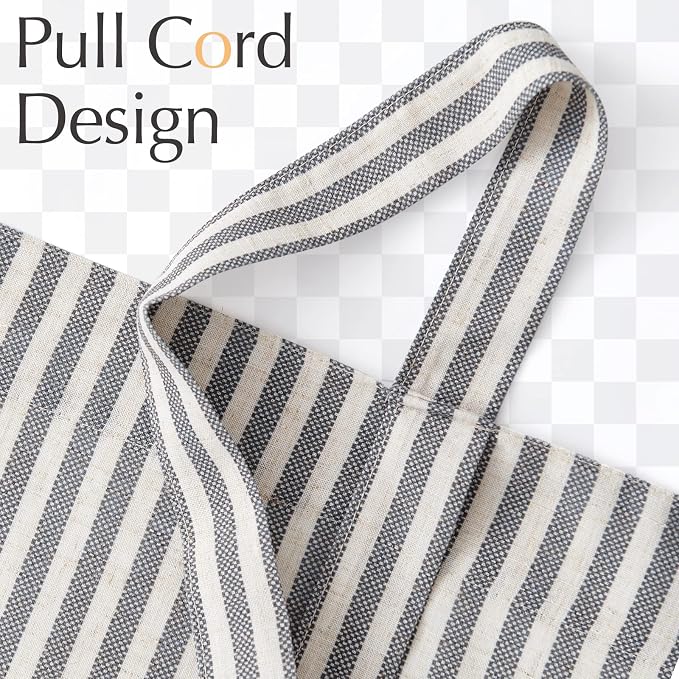jinchan Tie Up Linen Textured Striped Tie Curtain - Image 6