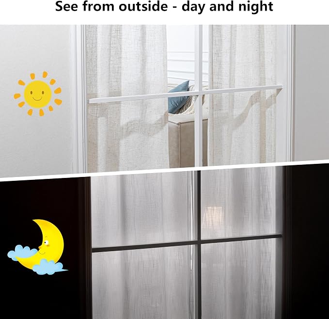 MYSKY HOME Country Curtains for Sliding Glass Door, Back Tab Semi Sheer Curtain - Image 5