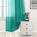 DWCN Teal Sheer Curtains for Kitchen Windows - Image 3