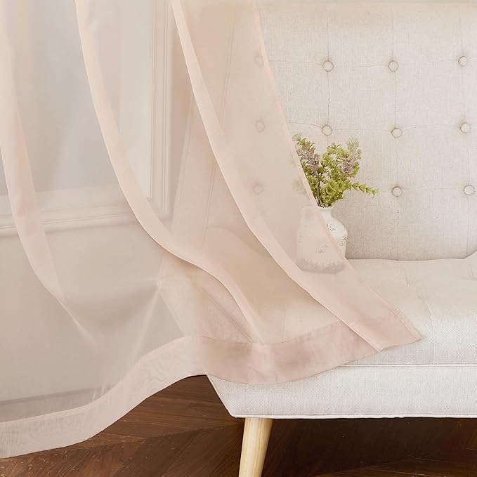 NICETOWN Taupe Voile Sheer Curtains 108 inches Long - Image 8