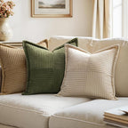 MIULEE Olive Green Corduroy Decorative Euro Sham Pillow Covers 24x24 Inch - Image 7