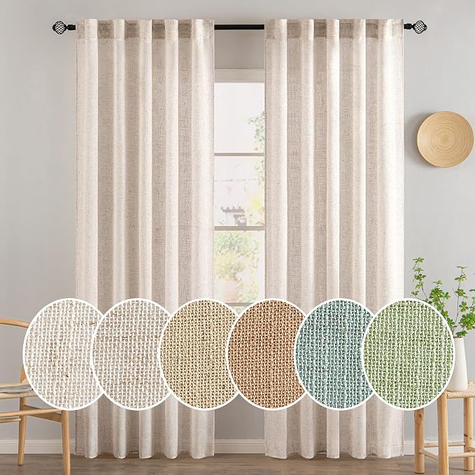 MIULEE Natural White Linen Curtains 86 Inch Long - Image 2