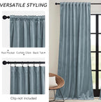 RYB HOME Stone Blue Velvet Curtains 63 inches - Image 3