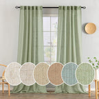 MIULEE Sage Green Linen Curtains 102 Inch Length 2 Panels by MIULEE