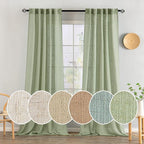 MIULEE Sage Green Linen Curtains 120 Inches Long by MIULEE