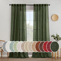 MIULEE Olive Green Linen Curtains 100 Inch Length 2 Panels by MIULEE