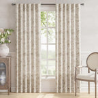 jinchan Linen Floral Curtains for Living Room 84 Inch Length Taupe Flower - Image 2
