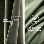 MIULEE Velvet Curtains Olive Green Elegant Grommet Curtains Thermal Insulated - Image 3