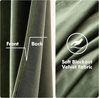 MIULEE 90 Inches Velvet Curtains Olive Green Elegant Grommet Curtains Thermal - Image 3