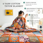 MSGKV Boho Throw Blanket 90''x98'' 100% Cotton Spring Blanket - Image 5