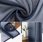 MIULEE 2 Panels Navy Blue Sheer Curtains 84 inches Long Window Curtains Rod - Image 3