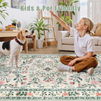 Area Rug Living Room Rugs: Floral 5x7 Washable Rug Vintage Soft Boho Non-Slip - Image 8