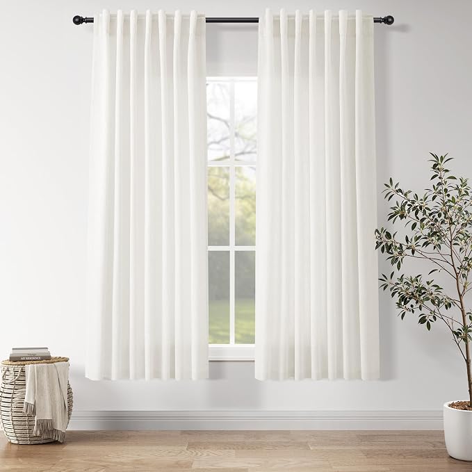Nanspring Neutral Linen Curtains 63 Inch Length by Nanspring