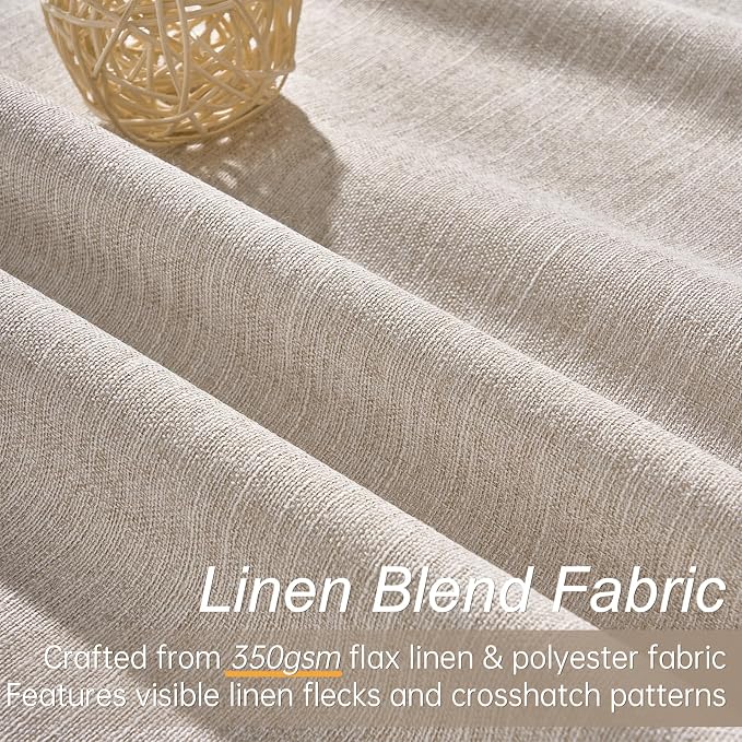 Topfinel Boho Black Out Linen Curtains 86 Inch Length 2 Panels Set - Image 3