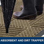 Smiry Front Door Mat Outside Entrance, Heavy Duty Sturdy Natural Rubber Doormat - Image 3