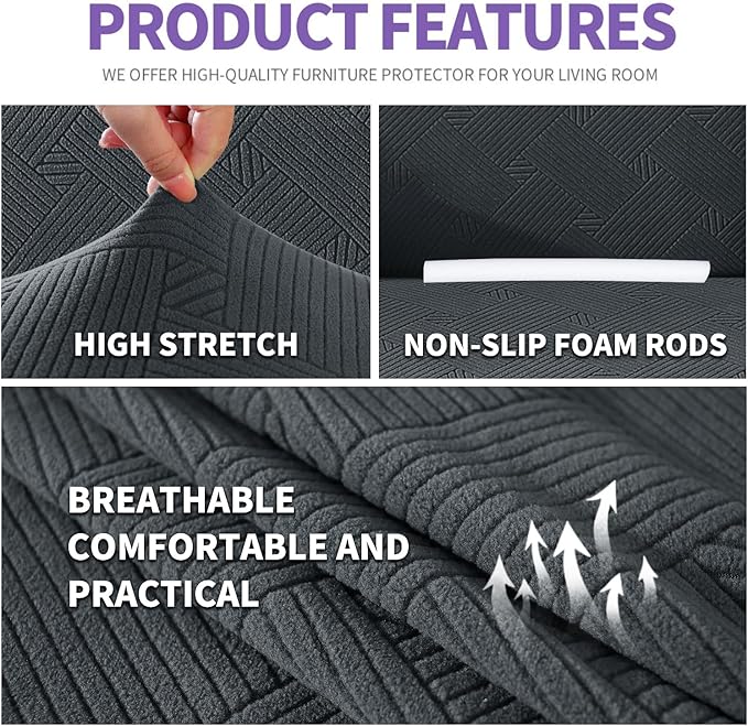 ZNSAYOTX Super Stretch Chair Slipcover, New Striped Sofa Chair Covers - Image 3