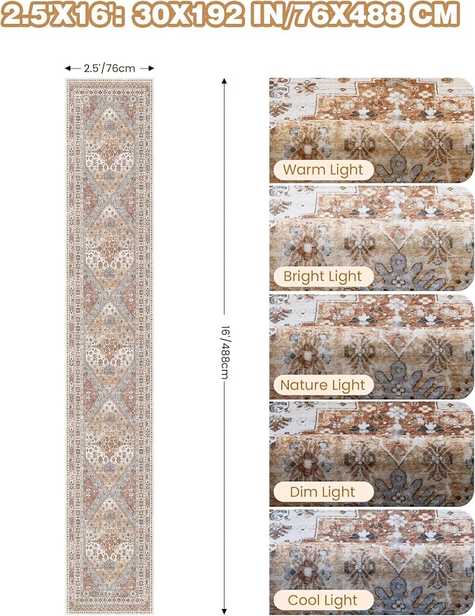 Washable Runner Rug 2.5x16, Non-Slip Long Kitchen Mats - Image 2