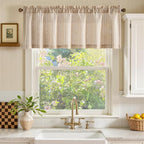 jinchan Valance Curtain Linen Textured Striped Window Curtain - Image 2