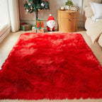 AMTOVO Faux Fur Sheepskin Rug for Living Room, 4 x 6 ft Red Fluffy Area Rug for - Image 4