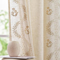 jinchan Belrose Linen Curtains for Bedroom Floral Curtains 96 Inch Length Linen by JINCHAN