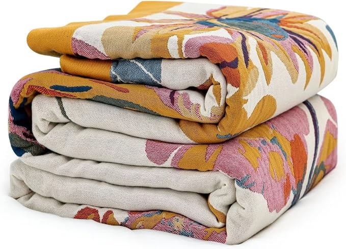 MSGKV Boho Throw Blanket 60''x80'', 100% Cotton Blanket by MSGKVHomeTextiles