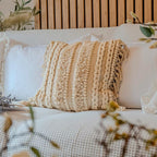 Decorative Boho-Chic Square Pillow Cover 18x18 Handwoven Tufted Braided Cotton - Image 5