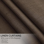 Nanspring Chocolate Linen Blend Light Filtering Back Tab Curtains 96 Inches Long - Image 2