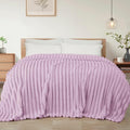 Exclusivo Mezcla Queen Size Flannel Fleece Blanket, Super Soft Striped Jacquard by ExclusivoMezcla