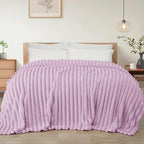 Exclusivo Mezcla Twin Size Flannel Fleece Blanket, Super Soft Striped Jacquard by ExclusivoMezcla