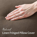 MIULEE Decorative Throw Pillow Covers Neutral Linen Fringe Throw Pillows Set of - Image 2