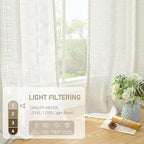 LAMIT Natural Ivory Semi Sheer Linen Curtains 84 inch Long, Cream White Light - Image 4