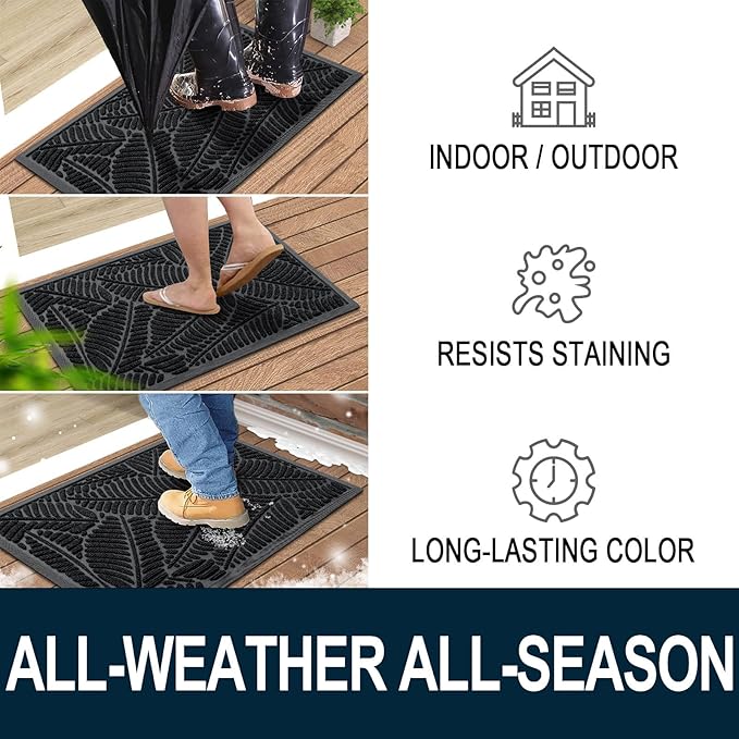 Colorxy Waterproof Doormat, Sturdy Natural Rubber Front Indoor Mat, Non Slip - Image 4