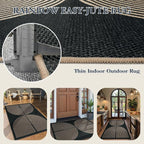Lahome Enfys Modern Rainbow Easy Jute Outdoor Patio Rug, 3x5 Black Washable Rugs - Image 3