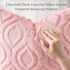 decorUhome Throw Pillow Covers 12x20 Inch Set of 2, Soft Plush Faux Wool Pink - Image 6