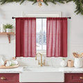 BGment Burgundy Linen Kitchen Curtains by BGment