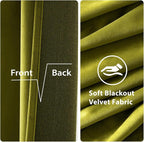 MIULEE Velvet Curtains Olive Elegant Grommet Thermal Insulated Soundproof Green - Image 3