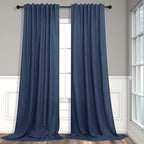 Navy Curtains 108 Inches Long for Living Room 2 Panels Set Back Tab Pocket by Pitalk