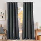 NICETOWN Faux Linen Charcoal Gray Blackout Curtains 84 inches Long by NICETOWN