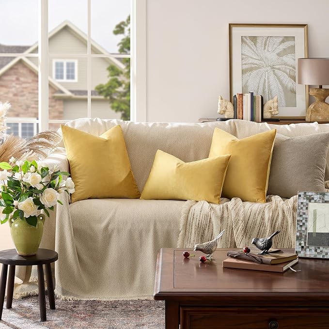 GIGIZAZA Decor Throw Couch Pillow Covers, Velvet Pillow Cases 24 x 24inch - Image 2