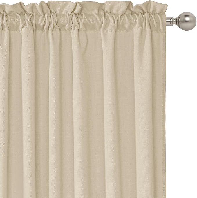 RYB HOME Faux Linen Blended 2 Panels Valance Window Topper Short Drapes Small - Image 2